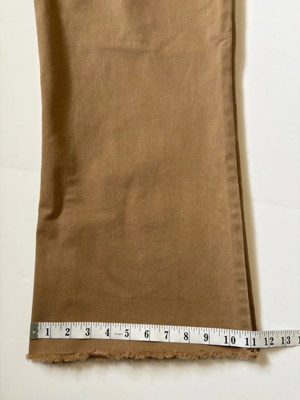 Melanie Lyne Wide Leg, Cropped Jeans, Tan/Mocha with Raw Hem, Sz. 10. Like new! - Picture 9 of 10